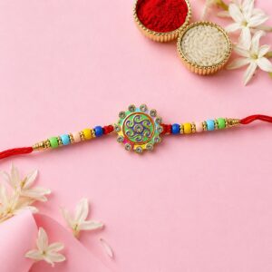 Premium Designer Rakhi with Multicolor Beads and Stone (1 Pc)