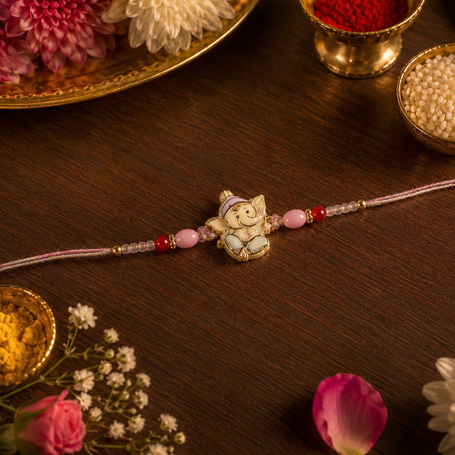 Cute Designer Rakhi with Cartoon Ganesha (1 Pc)