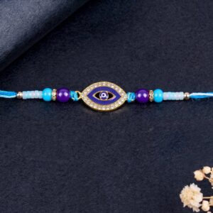 Evil Eye Designer Rakhi with Blue Beads (1 Pc)
