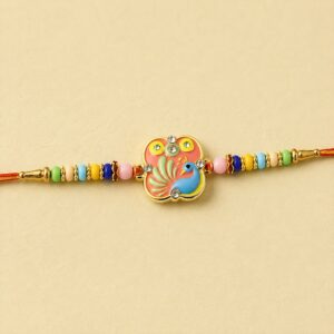 Peacock Design Designer Rakhi with Multicolor Beads (1 Pc)