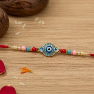 Evil Eye Designer Rakhi with Multicolor Beads (1 Pc)