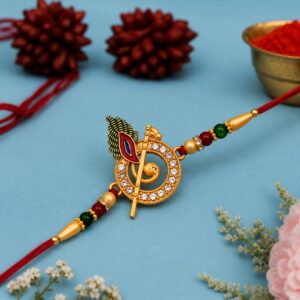 Designer Rakhi with Lord Krishna Motif and Decorative Beads (1 Pc)