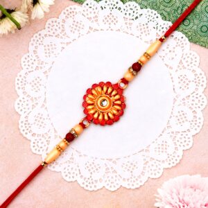 Floral Bead Rakhi with Central Stone