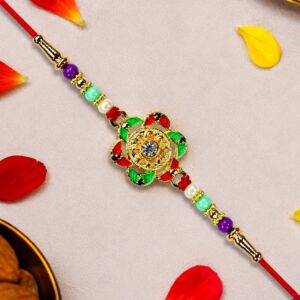 Gold-Plated Floral Rakhi