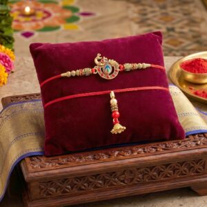 Kundan Peacock Bhabhi Rakhi with Pearl Latkan