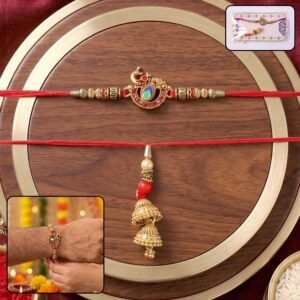 Peacock Pendant Bhabhi Rakhi with Jhumka Latkan