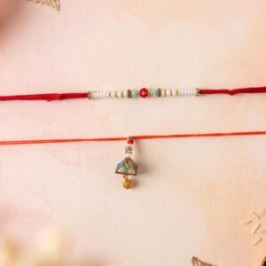 Minimal Bead Bhabhi Rakhi with Elegant Latkan