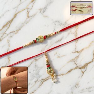 Floral Stone Bhabhi Rakhi with Pearl Latkan