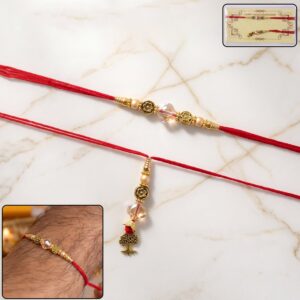 Golden Peacock Bhabhi Rakhi with Pearl Latkan