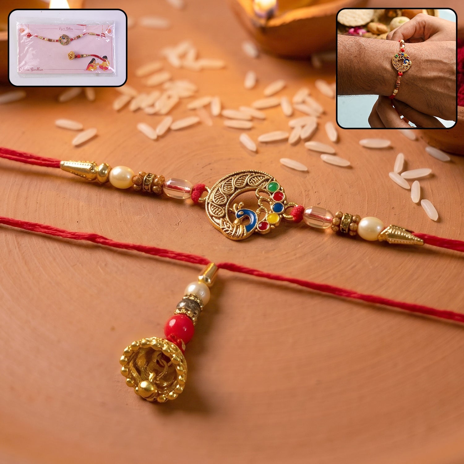 Antique Coin Bhabhi Rakhi with Royal Latkan