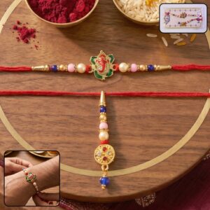 Floral Peacock Bhabhi Rakhi with Pastel Beads