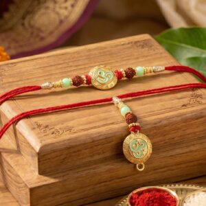 Swirl Coin Bhabhi Rakhi with Pearl Beads
