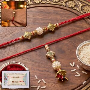 Pearl Cube Bhabhi Rakhi with Antique Latkan