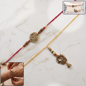Spiral Charm Bhabhi Rakhi with Antique Drop