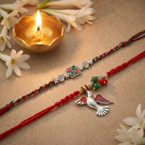 Packaged Bead Bhabhi Rakhi with Festive Card