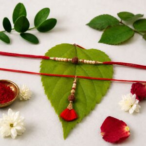 Brown Bead Bhabhi Rakhi with Red Tassel Latkan
