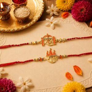 Shubh Labh Bhabhi Rakhi with Golden Latkan