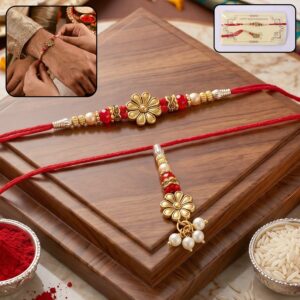 Floral Pearl Bhabhi Rakhi with Elegant Drop