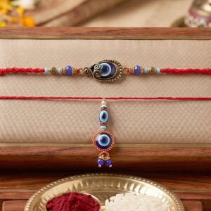 Evil Eye Bhabhi Rakhi with Blue Bead Latkan