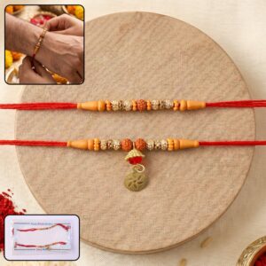 Rudraksha Bead Bhabhi Rakhi with Om Charm