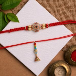 Sunflower Stone Bhabhi Rakhi with Bead Latkan