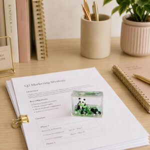 Mini Panda Liquid Glitter Paper Weight for Office Desk & Study Table