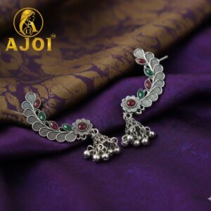 Royal Gemstone Leaf Earrings