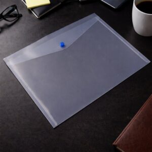 Single Pocket Button Closure Transparent Document File Folder – MIx Colour