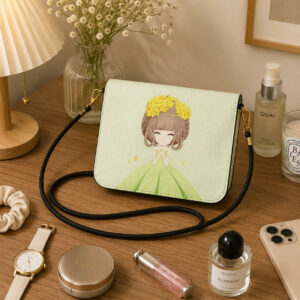 Green Cute Princess Print Sling Bag for Girls Mini Crossbody Handbag