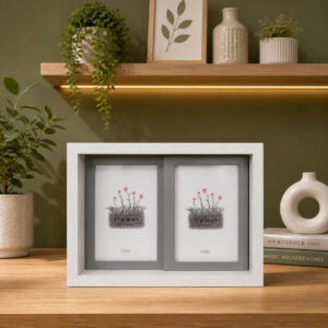 Wooden Double Photo Frame 4x6 Horizontal Tabletop Display Frame