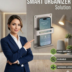 Wall-Mounted Mobile Phone Holder with Stylish Stainless Steel Finish