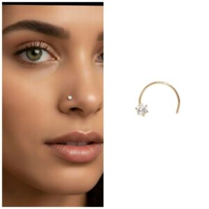 Gold Single Diamond Nosepin Laung Koka Nathni for women and girls