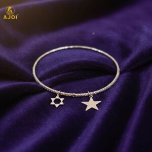 Elegant Silver Star & Hexagon Charm Bracelet
