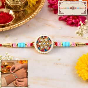 Multicolor Floral Kundan Designer Rakhi