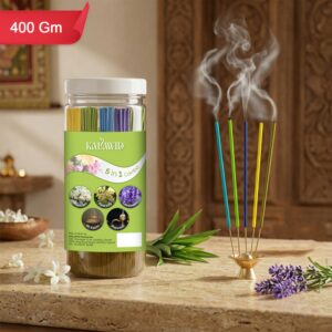 Premium Agarbatti 5 In 1 Combo with Raatrani, Kewada, Lavender, Masalakashi, Rajwadi Fragrances for Long Lasting Aroma (400 Gm)